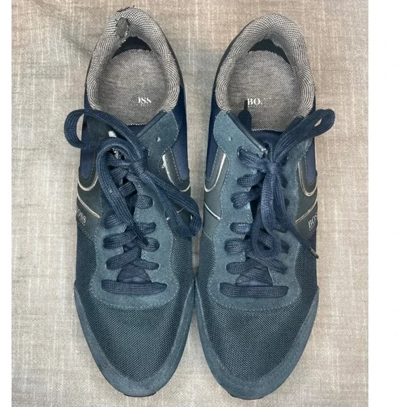 Hugo Boss Parkour Navy Blue Suede Mesh Sneakers Mens 43 50433661 - Picture 6 of 12